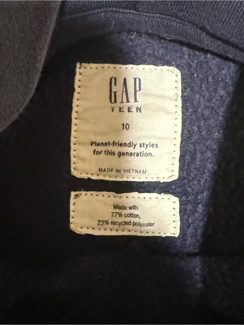 Teen Gap Logo Hoodie Navy Blue Size 10